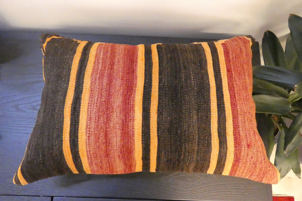 Handmade Anatolian Kilim Cushion Cover with Insert 40 x 60cm | Vintage Turkish Wool Lumbar Pillow | Organic Cotton Back | TK26-C605- Rugs Direct 