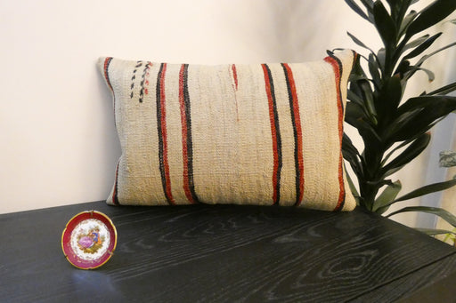 Handmade Anatolian Kilim Cushion Cover with Insert 40 x 60cm | Vintage Turkish Wool Lumbar Pillow | Organic Cotton Back | TK26-C603- Rugs Direct 