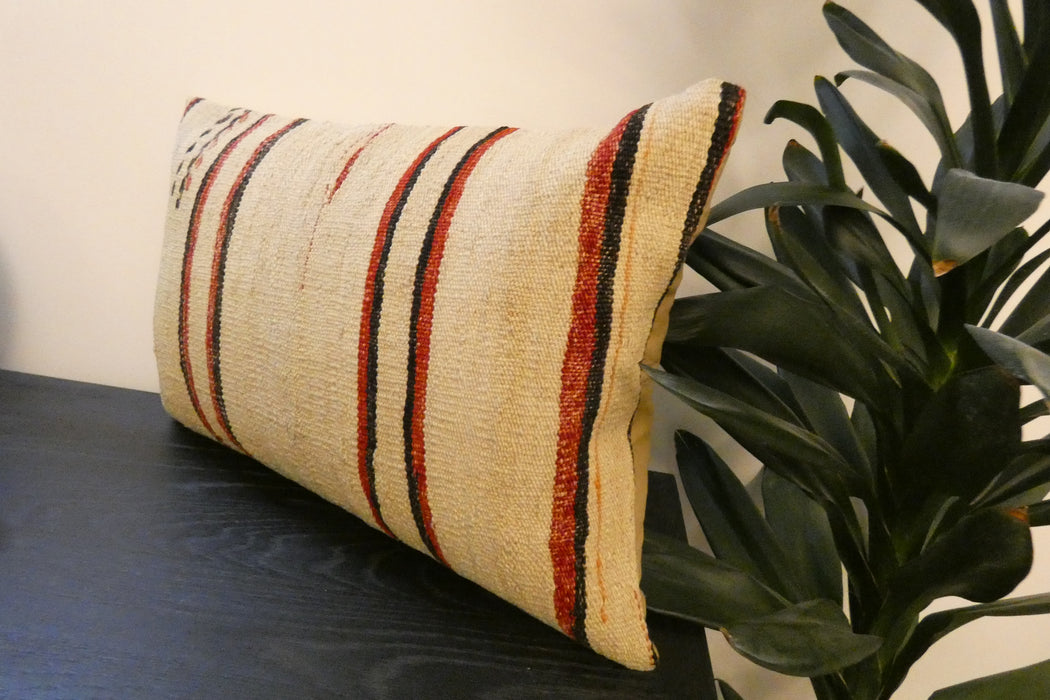 Handmade Anatolian Kilim Cushion Cover with Insert 40 x 60cm | Vintage Turkish Wool Lumbar Pillow | Organic Cotton Back | TK26-C603- Rugs Direct 