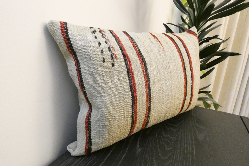 Handmade Anatolian Kilim Cushion Cover with Insert 40 x 60cm | Vintage Turkish Wool Lumbar Pillow | Organic Cotton Back | TK26-C603- Rugs Direct 