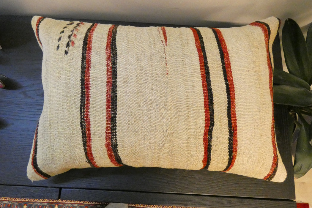 Handmade Anatolian Kilim Cushion Cover with Insert 40 x 60cm | Vintage Turkish Wool Lumbar Pillow | Organic Cotton Back | TK26-C603- Rugs Direct 
