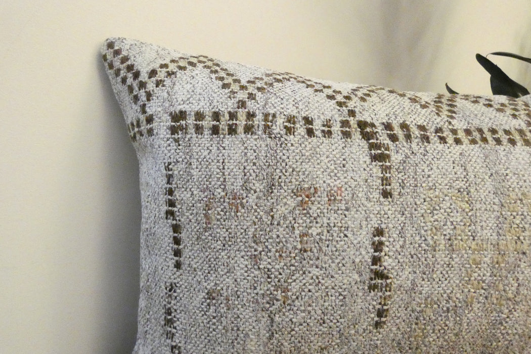 Handmade Anatolian Kilim Cushion Cover with Insert 40 x 60cm | Vintage Turkish Wool Lumbar Pillow | Organic Cotton Back | TK26-C665- Rugs Direct 