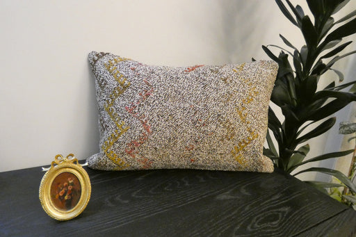 Handmade Anatolian Kilim Cushion Cover with Insert 40 x 60cm | Vintage Turkish Wool Lumbar Pillow | Organic Cotton Back | TK26-C602- Rugs Direct 