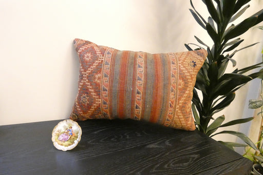Handmade Anatolian Kilim Cushion Cover with Insert 40 x 60cm | Vintage Turkish Wool Lumbar Pillow | Organic Cotton Back | TK26-C663- Rugs Direct 