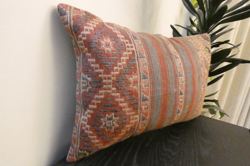 Handmade Anatolian Kilim Cushion Cover with Insert 40 x 60cm | Vintage Turkish Wool Lumbar Pillow | Organic Cotton Back | TK26-C663- Rugs Direct 