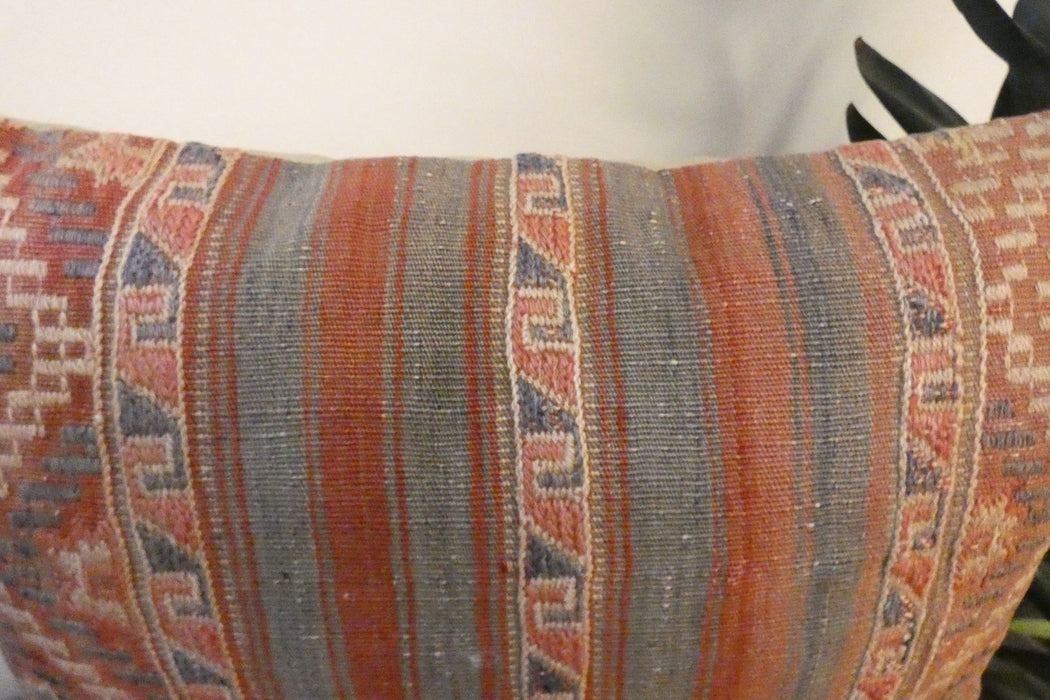 Handmade Anatolian Kilim Cushion Cover with Insert 40 x 60cm | Vintage Turkish Wool Lumbar Pillow | Organic Cotton Back | TK26-C663- Rugs Direct 
