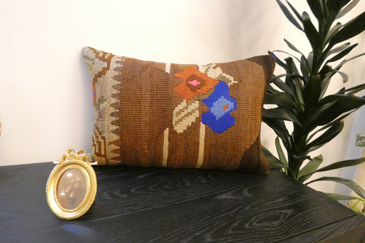 Handmade Anatolian Kilim Cushion Cover with Insert 40 x 60cm | Vintage Turkish Wool Lumbar Pillow | Organic Cotton Back | TK26-C601- Rugs Direct 