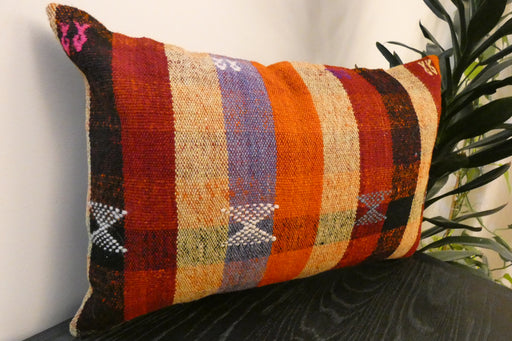 Handmade Anatolian Kilim Cushion Cover with Insert 40 x 60cm | Vintage Turkish Wool Lumbar Pillow | Organic Cotton Back | TK26-C600- Rugs Direct 
