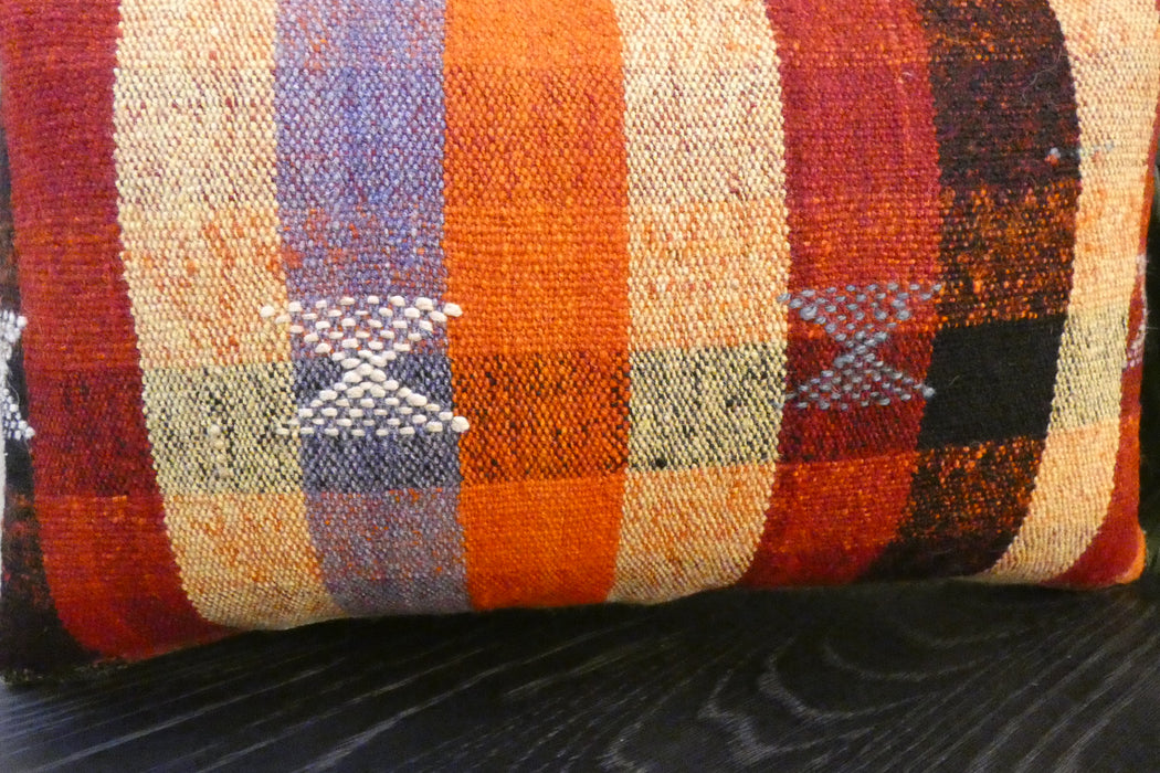 Handmade Anatolian Kilim Cushion Cover with Insert 40 x 60cm | Vintage Turkish Wool Lumbar Pillow | Organic Cotton Back | TK26-C600- Rugs Direct 