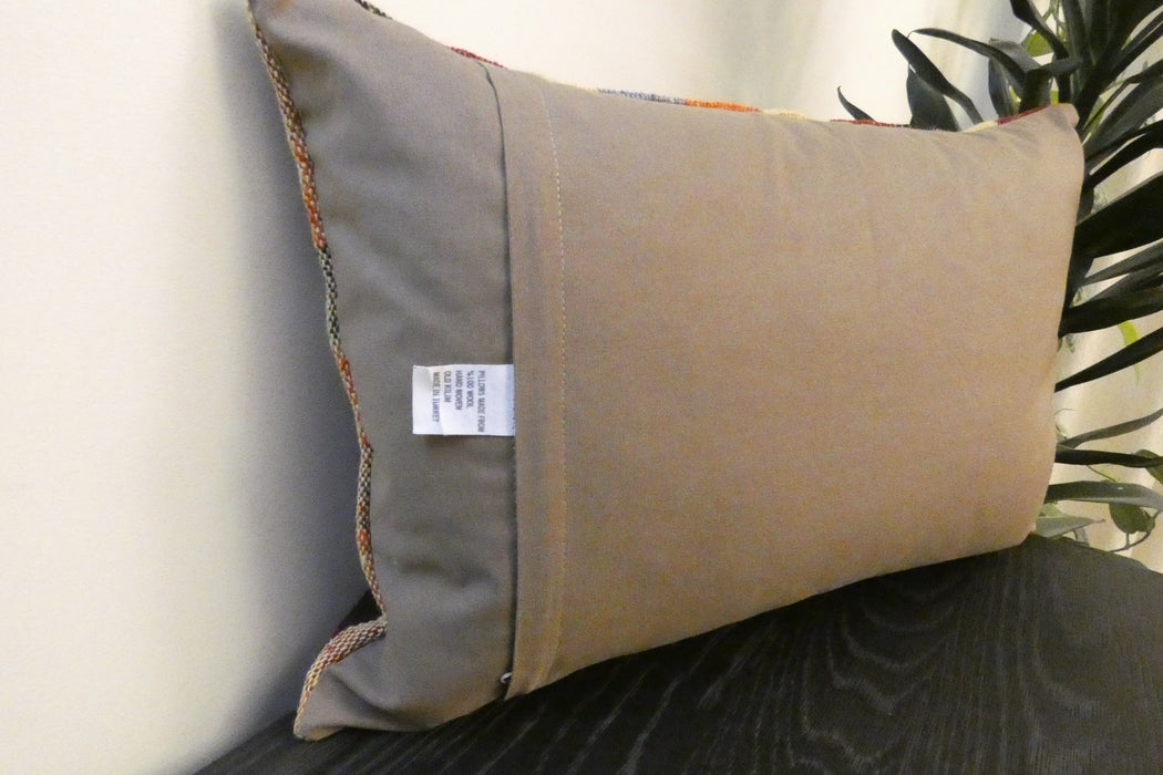 Handmade Anatolian Kilim Cushion Cover with Insert 40 x 60cm | Vintage Turkish Wool Lumbar Pillow | Organic Cotton Back | TK26-C600- Rugs Direct 