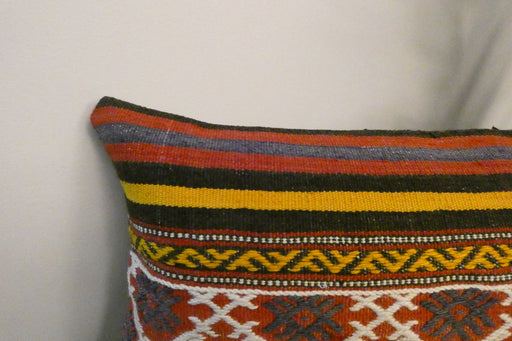 Handmade Turkish Kilim Cushion 30 x 50cm | Vintage Wool Lumbar Cushion with Insert | Organic Cotton Back | TK26-C625- Rugs Direct 