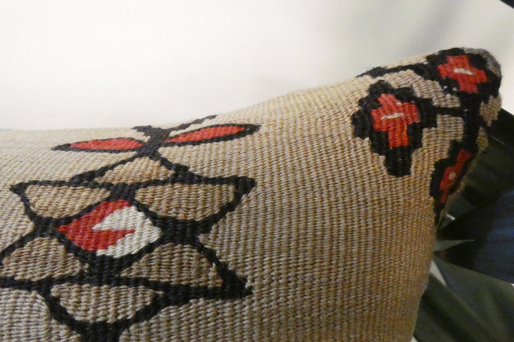 Handmade Turkish Kilim Cushion 30 x 50cm | Vintage Wool Lumbar Cushion with Insert | Organic Cotton Back | TK26-C623- Rugs Direct
