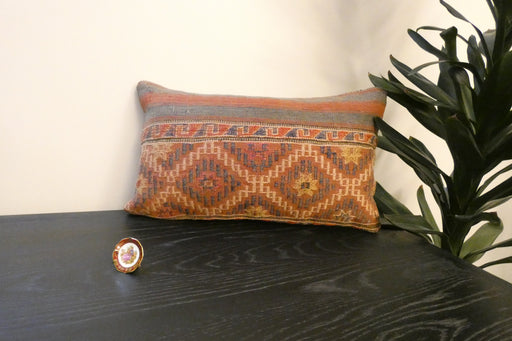 Handmade Turkish Kilim Cushion 30 x 50cm | Vintage Wool Lumbar Cushion with Insert | Organic Cotton Back | TK26-C617- Rugs Direct 