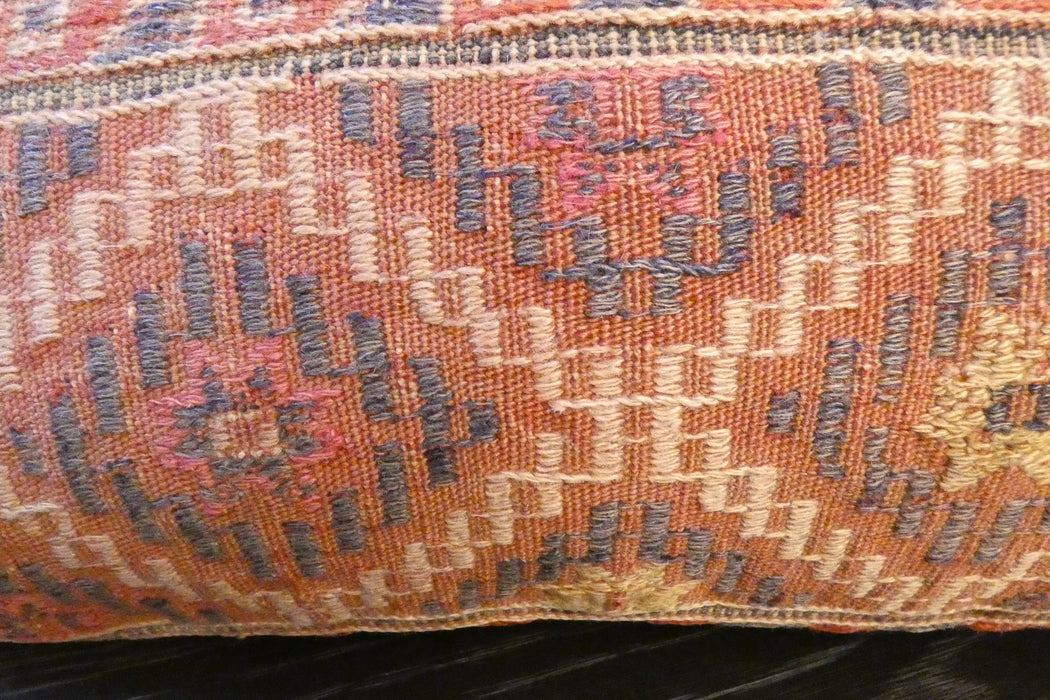 Handmade Turkish Kilim Cushion 30 x 50cm | Vintage Wool Lumbar Cushion with Insert | Organic Cotton Back | TK26-C617- Rugs Direct 