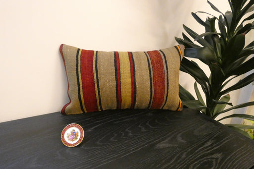 Handmade Turkish Kilim Cushion 30 x 50cm | Vintage Wool Lumbar Cushion with Insert | Organic Cotton Back | TK26-C619- Rugs Direct 