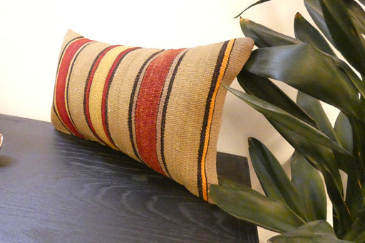 Handmade Turkish Kilim Cushion 30 x 50cm | Vintage Wool Lumbar Cushion with Insert | Organic Cotton Back | TK26-C619- Rugs Direct 