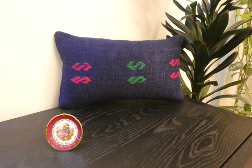 Handmade Turkish Kilim Cushion 30 x 50cm | Vintage Wool Lumbar Cushion with Insert | Organic Cotton Back | TK26-C966- Rugs Direct 