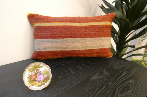 Handmade Turkish Kilim Cushion 30 x 50cm | Vintage Wool Lumbar Cushion with Insert | Organic Cotton Back | TK26-C963- Rugs Direct 