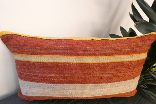 Handmade Turkish Kilim Cushion 30 x 50cm | Vintage Wool Lumbar Cushion with Insert | Organic Cotton Back | TK26-C963- Rugs Direct 