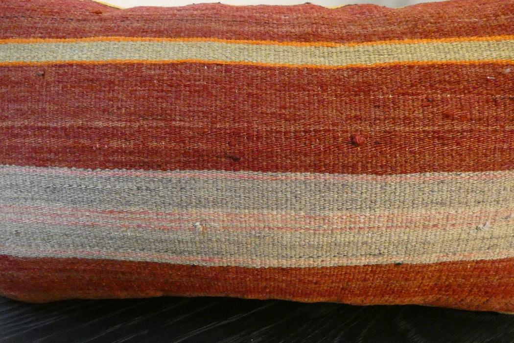 Handmade Turkish Kilim Cushion 30 x 50cm | Vintage Wool Lumbar Cushion with Insert | Organic Cotton Back | TK26-C963- Rugs Direct 