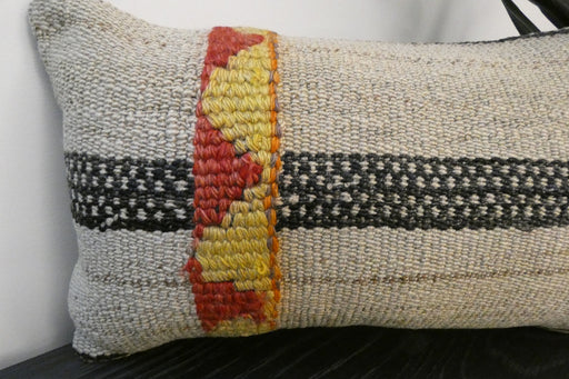 Handmade Turkish Kilim Cushion 30 x 50cm | Vintage Wool Lumbar Cushion with Insert | Organic Cotton Back | TK26-C964- Rugs Direct 