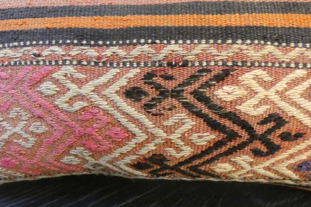 Handmade Turkish Kilim Cushion 30 x 50cm | Vintage Wool Lumbar Cushion with Insert | Organic Cotton Back | TK26-C962- Rugs Direct 