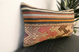 Handmade Turkish Kilim Cushion 30 x 50cm | Vintage Wool Lumbar Cushion with Insert | Organic Cotton Back | TK26-C962- Rugs Direct 