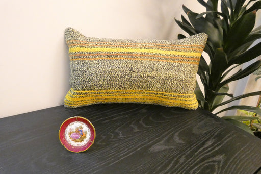Handmade Turkish Kilim Cushion 30 x 50cm | Vintage Wool Lumbar Cushion with Insert | Organic Cotton Back | TK26-C967- Rugs Direct 