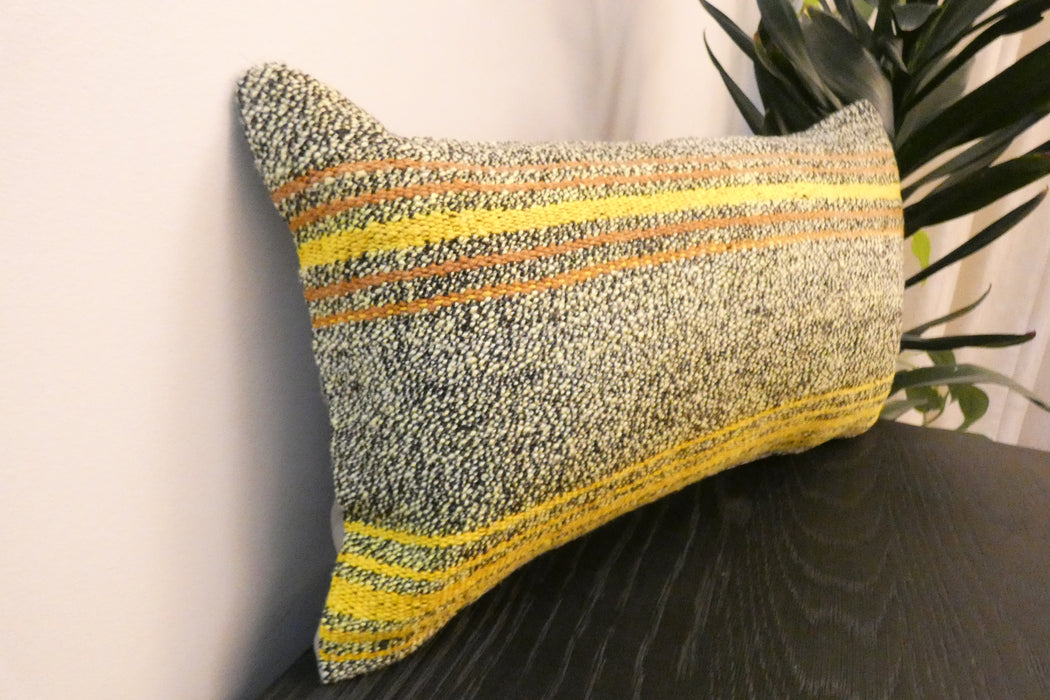 Handmade Turkish Kilim Cushion 30 x 50cm | Vintage Wool Lumbar Cushion with Insert | Organic Cotton Back | TK26-C967- Rugs Direct 