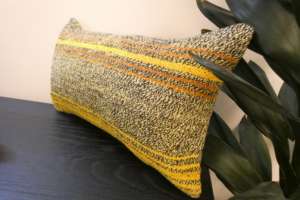 Handmade Turkish Kilim Cushion 30 x 50cm | Vintage Wool Lumbar Cushion with Insert | Organic Cotton Back | TK26-C967- Rugs Direct 