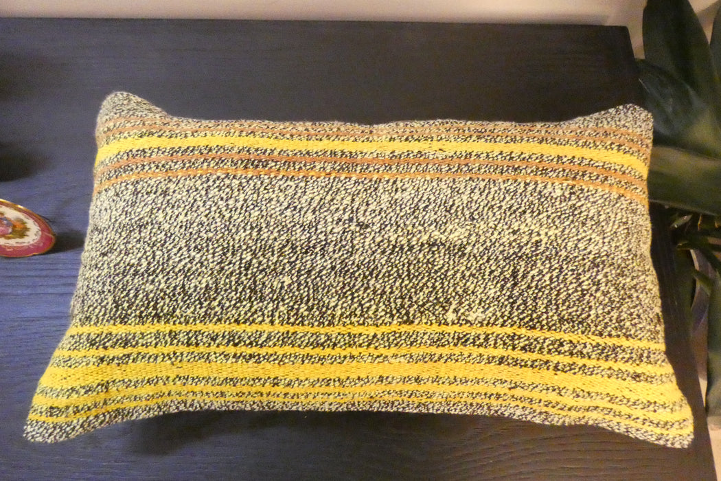 Handmade Turkish Kilim Cushion 30 x 50cm | Vintage Wool Lumbar Cushion with Insert | Organic Cotton Back | TK26-C967- Rugs Direct 