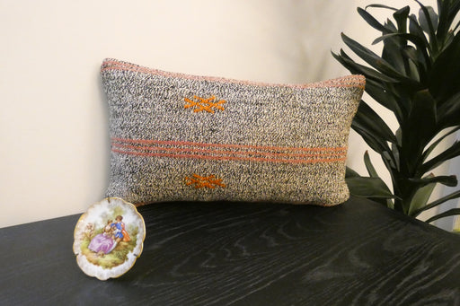 Handmade Turkish Kilim Cushion 30 x 50cm | Vintage Wool Lumbar Cushion with Insert | Organic Cotton Back | TK26-C965- Rugs Direct 