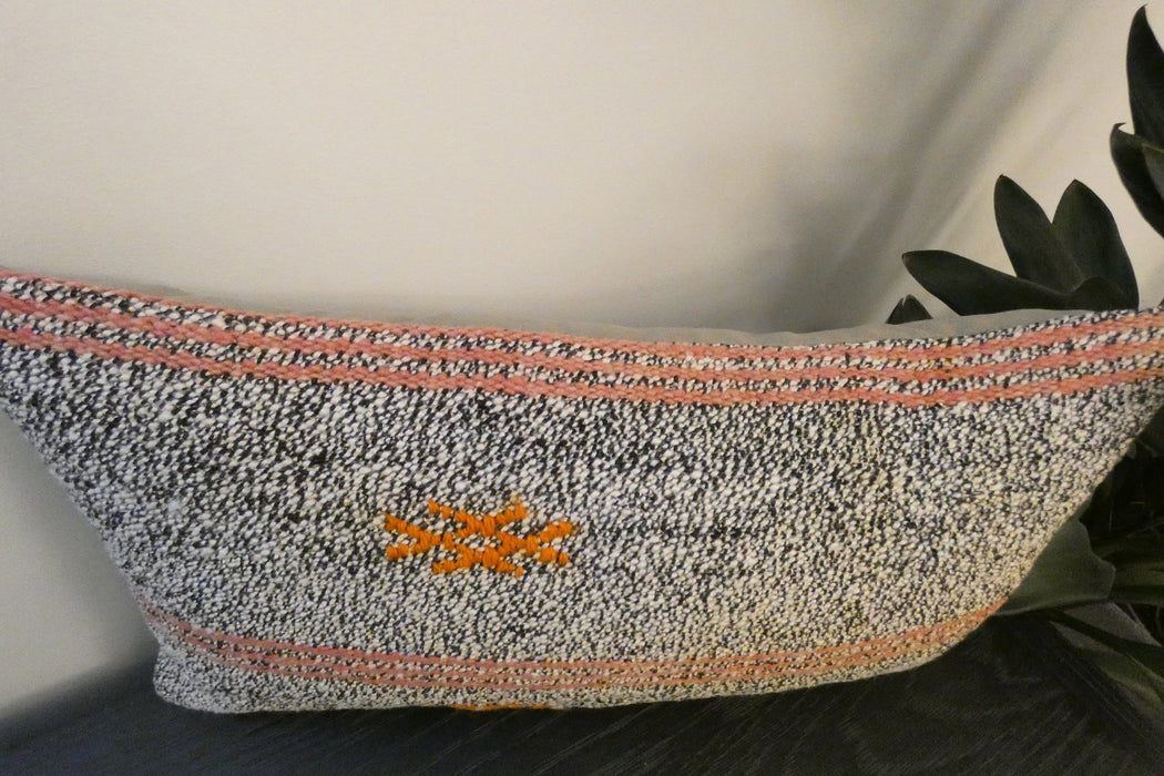 Handmade Turkish Kilim Cushion 30 x 50cm | Vintage Wool Lumbar Cushion with Insert | Organic Cotton Back | TK26-C965- Rugs Direct 