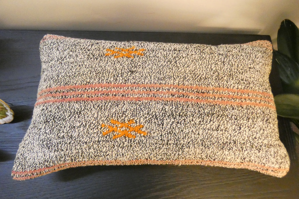 Handmade Turkish Kilim Cushion 30 x 50cm | Vintage Wool Lumbar Cushion with Insert | Organic Cotton Back | TK26-C965- Rugs Direct 