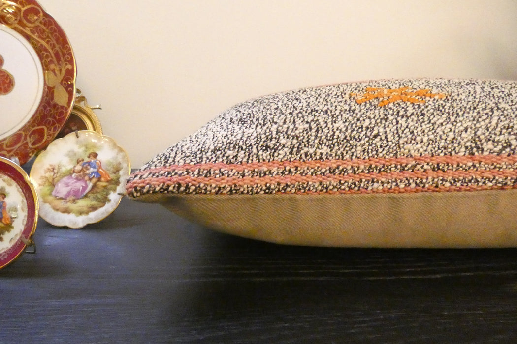 Handmade Turkish Kilim Cushion 30 x 50cm | Vintage Wool Lumbar Cushion with Insert | Organic Cotton Back | TK26-C965- Rugs Direct 