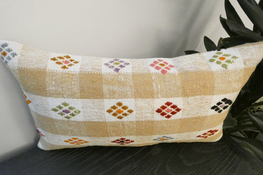 Handmade Turkish Kilim Cushion 30 x 50cm | Vintage Wool Lumbar Cushion with Insert | Organic Cotton Back | TK26-C978- Rugs Direct 