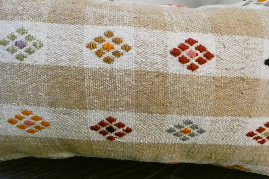 Handmade Turkish Kilim Cushion 30 x 50cm | Vintage Wool Lumbar Cushion with Insert | Organic Cotton Back | TK26-C978- Rugs Direct 