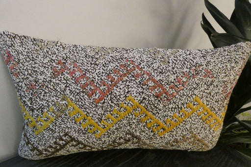 Handmade Turkish Kilim Cushion 30 x 50cm | Vintage Wool Lumbar Cushion with Insert | Organic Cotton Back | TK26-C972- Rugs Direct 