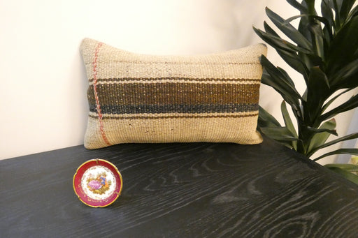 Handmade Turkish Kilim Cushion 30 x 50cm | Vintage Wool Lumbar Cushion with Insert | Organic Cotton Back | TK26-C979- Rugs Direct 