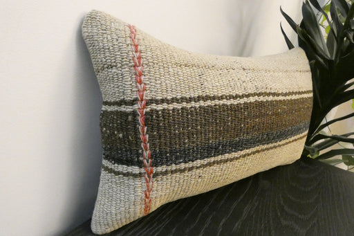 Handmade Turkish Kilim Cushion 30 x 50cm | Vintage Wool Lumbar Cushion with Insert | Organic Cotton Back | TK26-C979- Rugs Direct 