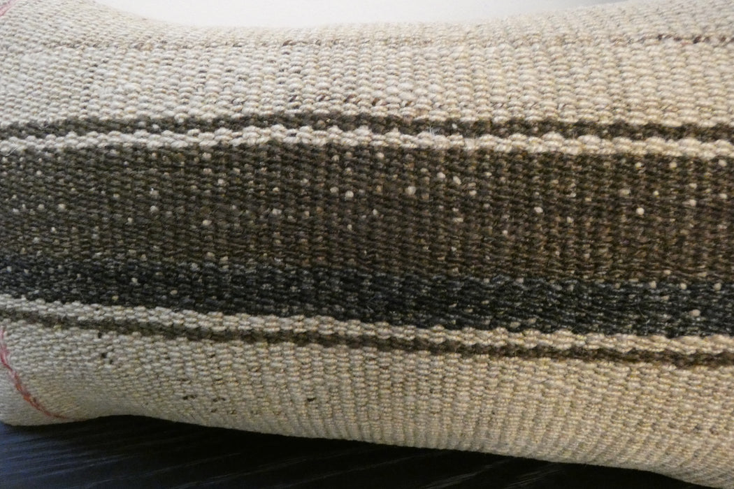 Handmade Turkish Kilim Cushion 30 x 50cm | Vintage Wool Lumbar Cushion with Insert | Organic Cotton Back | TK26-C979- Rugs Direct 