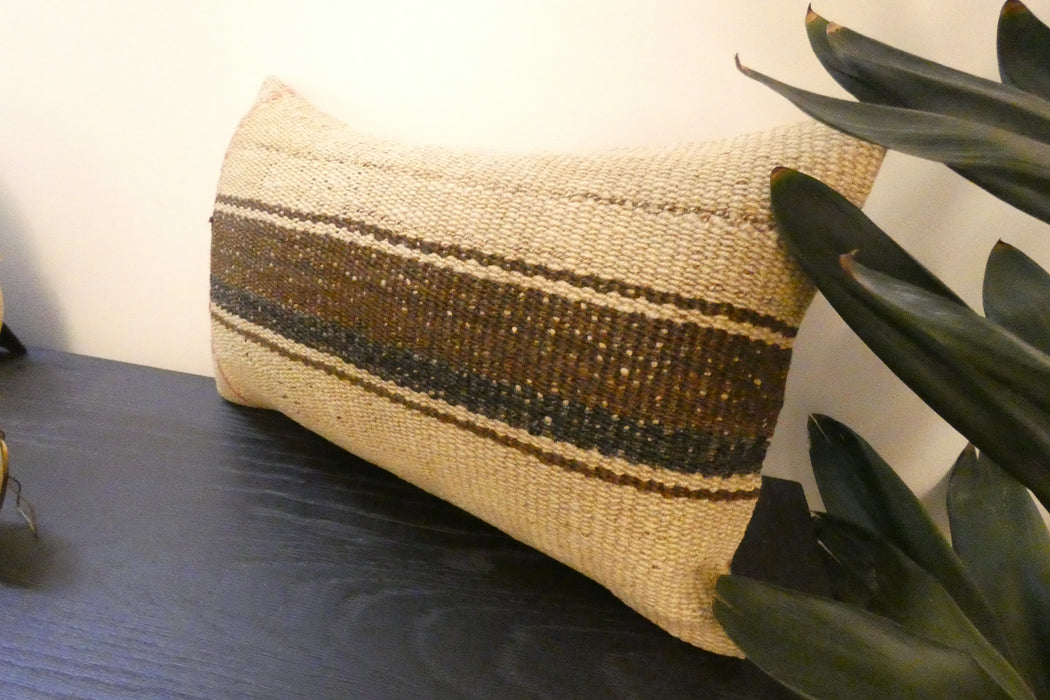 Handmade Turkish Kilim Cushion 30 x 50cm | Vintage Wool Lumbar Cushion with Insert | Organic Cotton Back | TK26-C979- Rugs Direct 