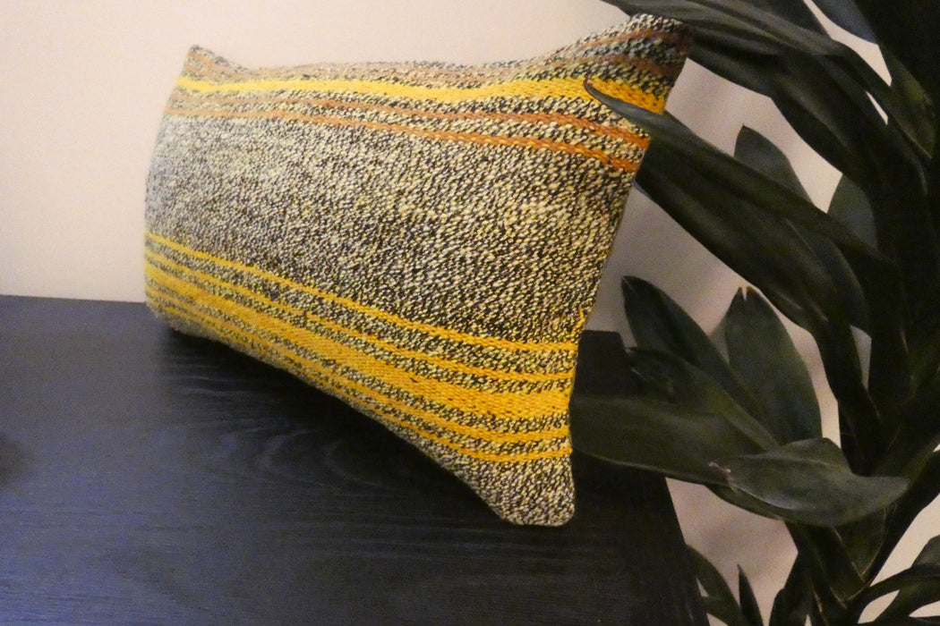 Handmade Turkish Kilim Cushion 30 x 50cm, Vintage Wool Lumbar Cushion with Insert, Organic Cotton Back-Rugs Direct New Zealand 