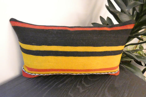 Handmade Turkish Kilim Cushion 30 x 50cm, Vintage Wool Lumbar Cushion with Insert, Organic Cotton Back- Rugs Direct New Zealand 
