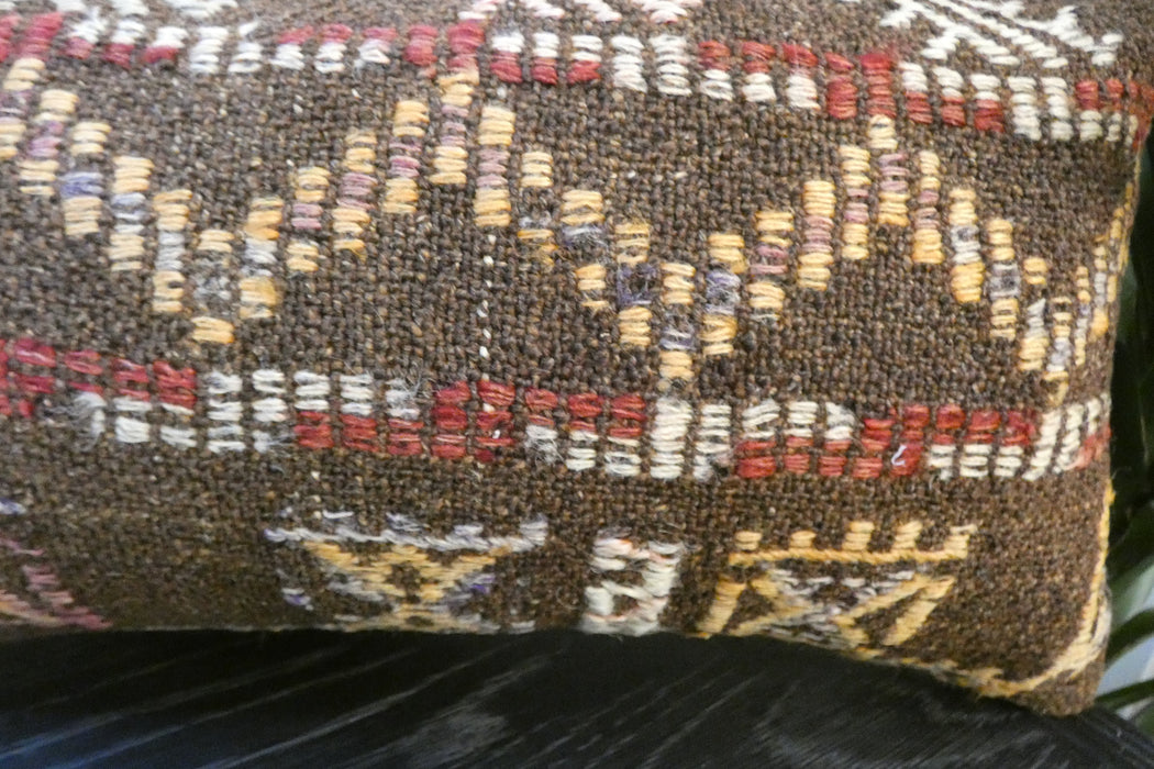 Handmade Turkish Kilim Cushion 30 x 50cm,, Vintage Wool Lumbar Cushion with Insert, Organic Cotton Back- Rugs Direct New Zealand 