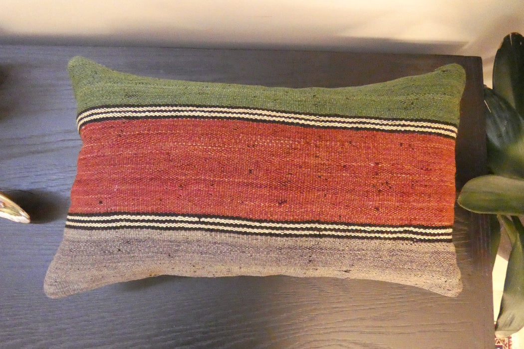Handmade Turkish Kilim Cushion 30 x 50cm | Vintage Wool Lumbar Cushion with Insert | Organic Cotton Back | rugs direct New Zealand 
