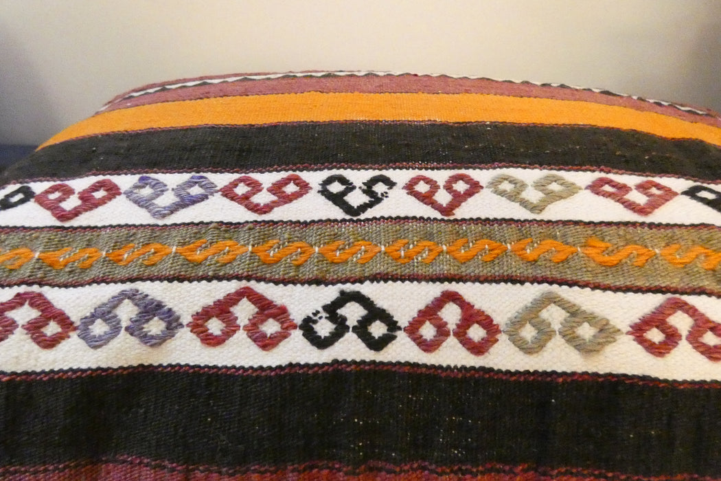 Handmade Anatolian Kilim Cushion Cover with Insert 40 x 60cm | Vintage Turkish Wool Lumbar Pillow | Organic Cotton Back - Rugs Direct New Zealand 