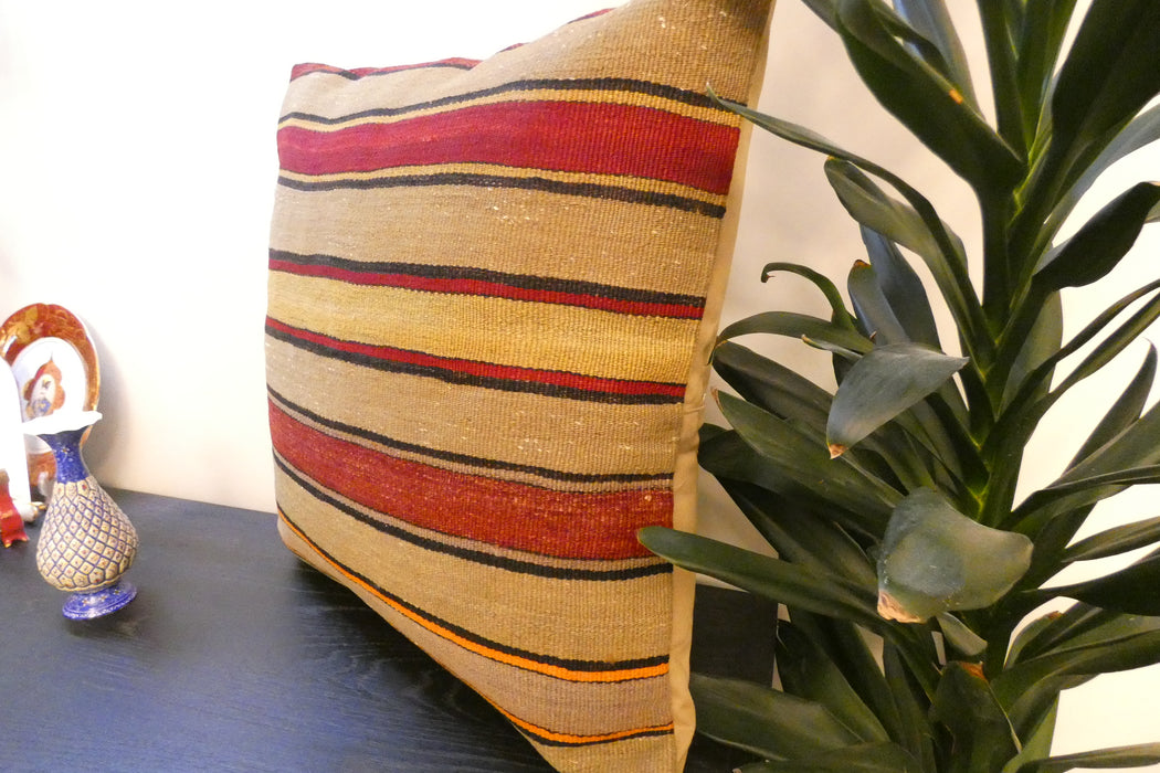 Handmade Turkish Kilim Cushion Cover 60 x 60cm with Insert | Original Anatolian Kilim | Organic Cotton Backing- Rugs Direct New Zealand 