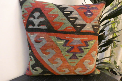 Handmade Turkish Kilim Cushion Cover 60 x 60cm with Insert | Original Anatolian Kilim | Organic Cotton Backing- Rugs Direct New Zealand 