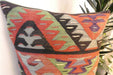 Handmade Turkish Kilim Cushion Cover 60 x 60cm with Insert | Original Anatolian Kilim | Organic Cotton Backing- Rugs Direct New Zealand 